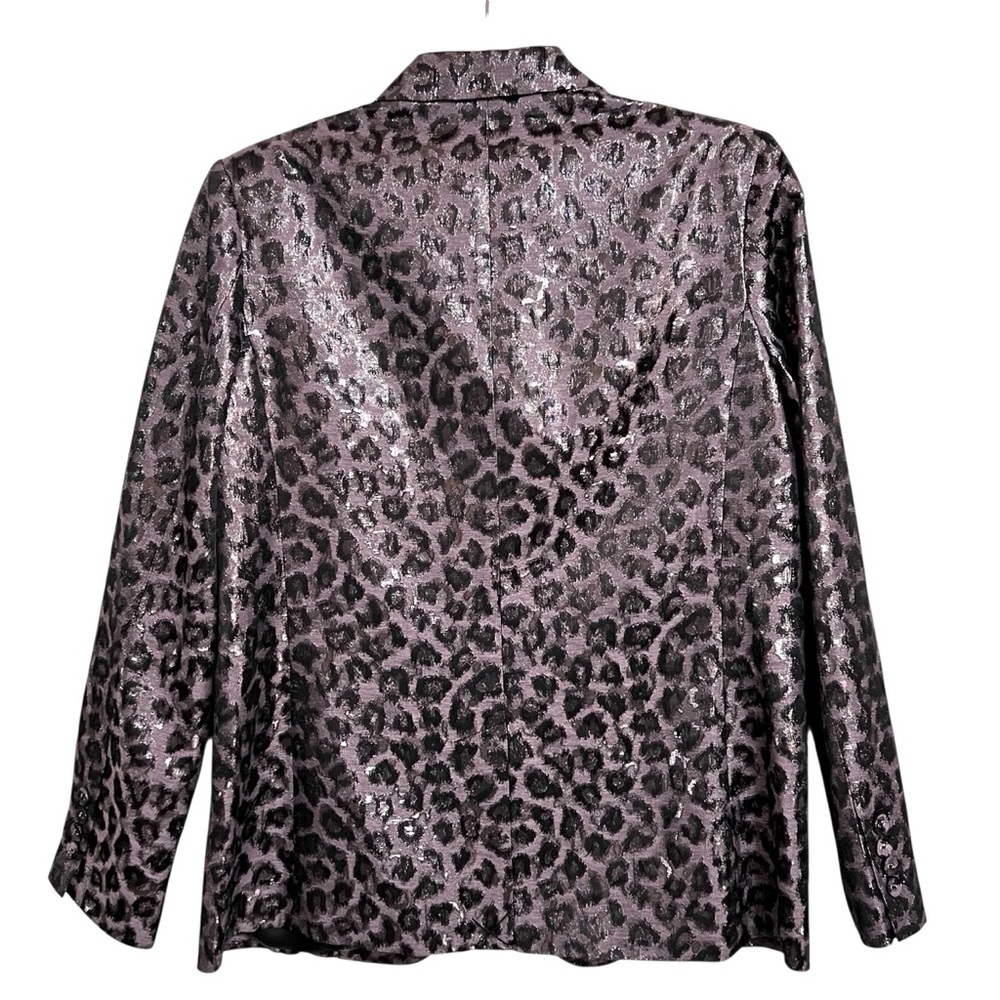 Tanya Taylor Annaliese Metallic Leopard Print Blazer Womens 8 New Purple Black - Picture 3 of 9